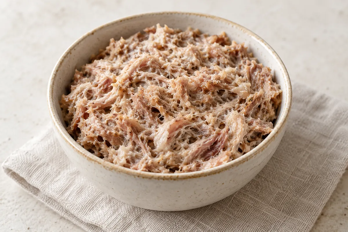 Rillettes sur un fond de lin clair.