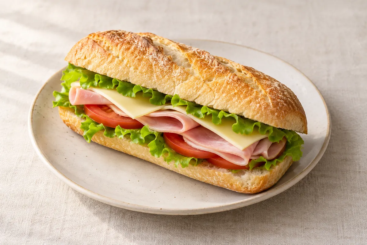 Sandwich sur un fond de lin clair.