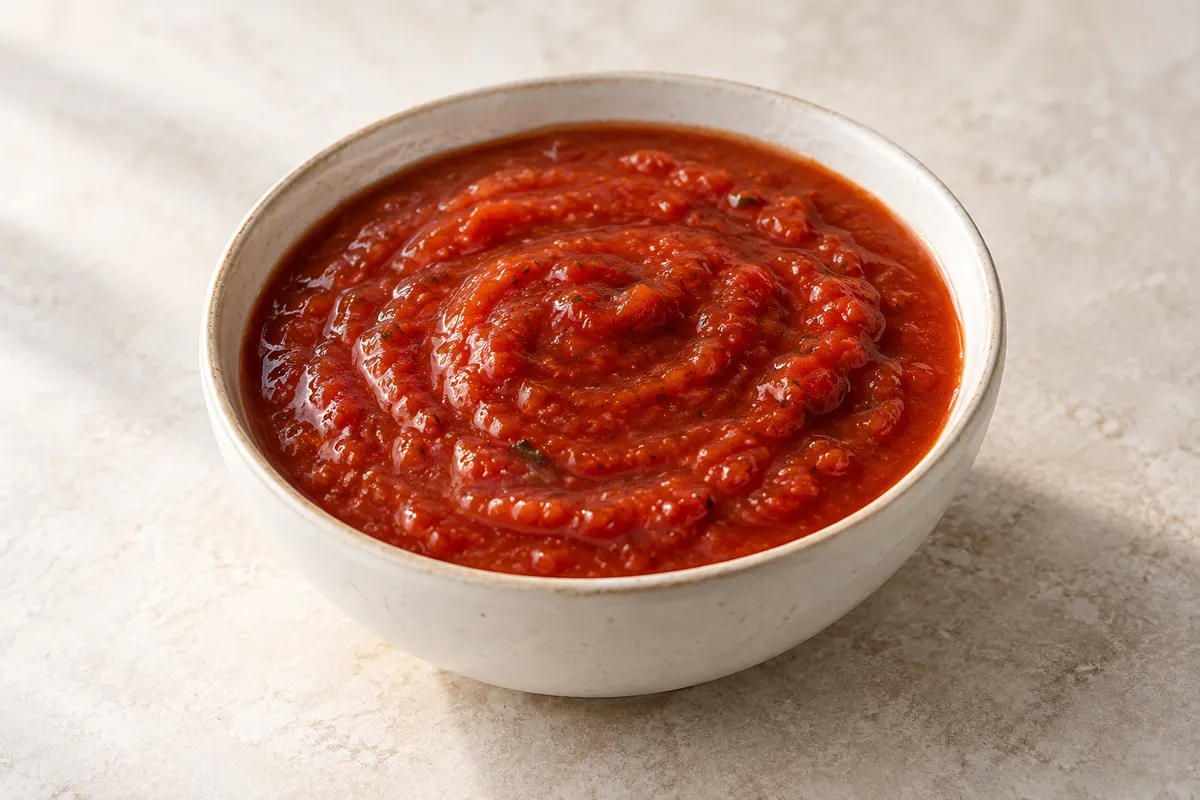 Sauce grand sur un fond de lin clair.