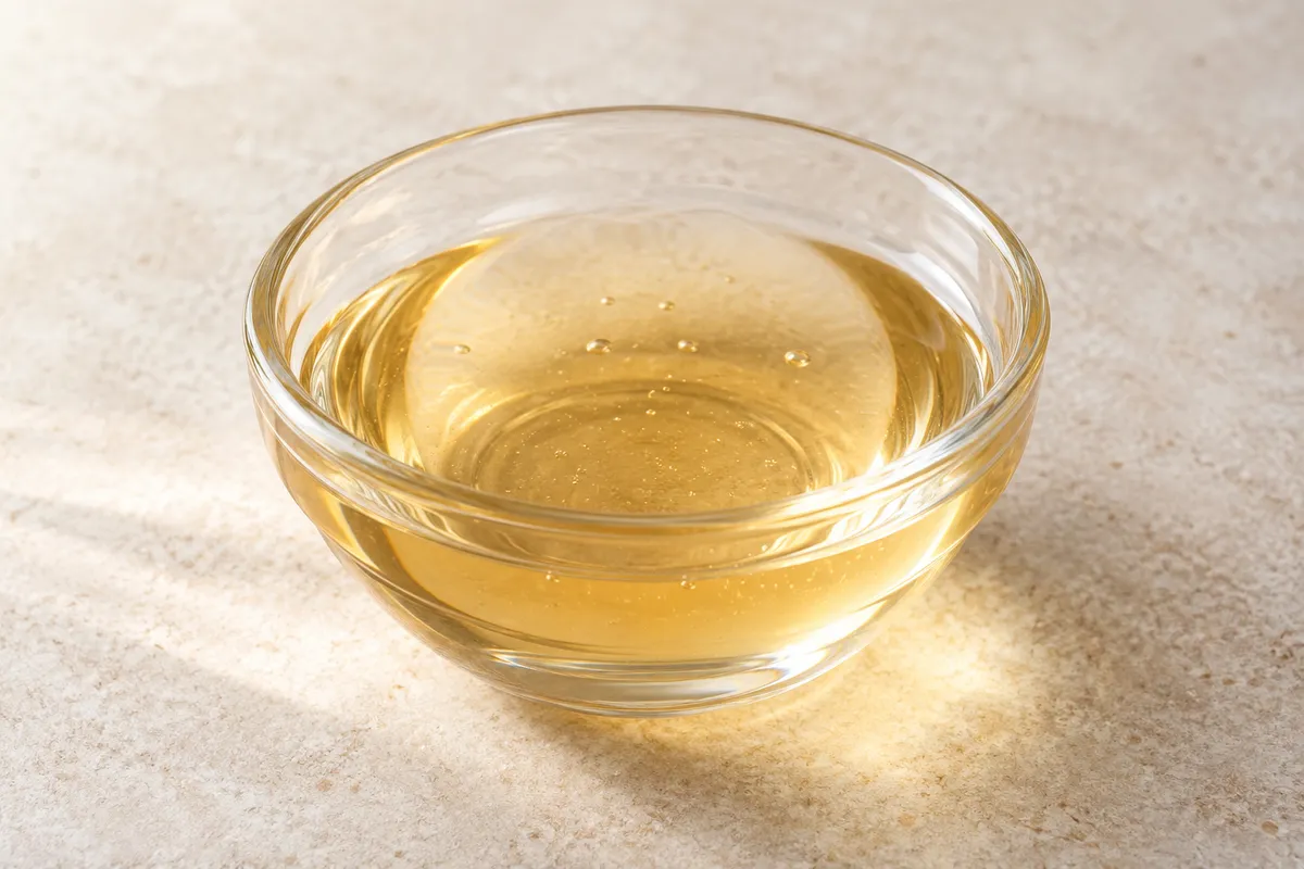 Sirop léger sur un fond de lin clair.