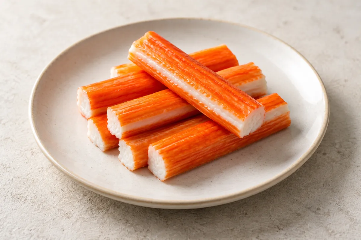 Surimi sur un fond de lin clair.