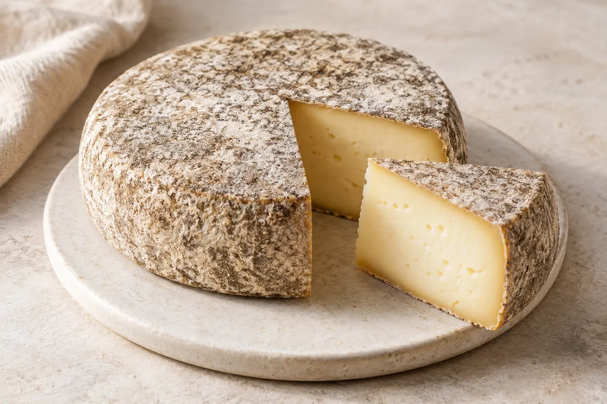 Tomme sur un fond de lin clair.