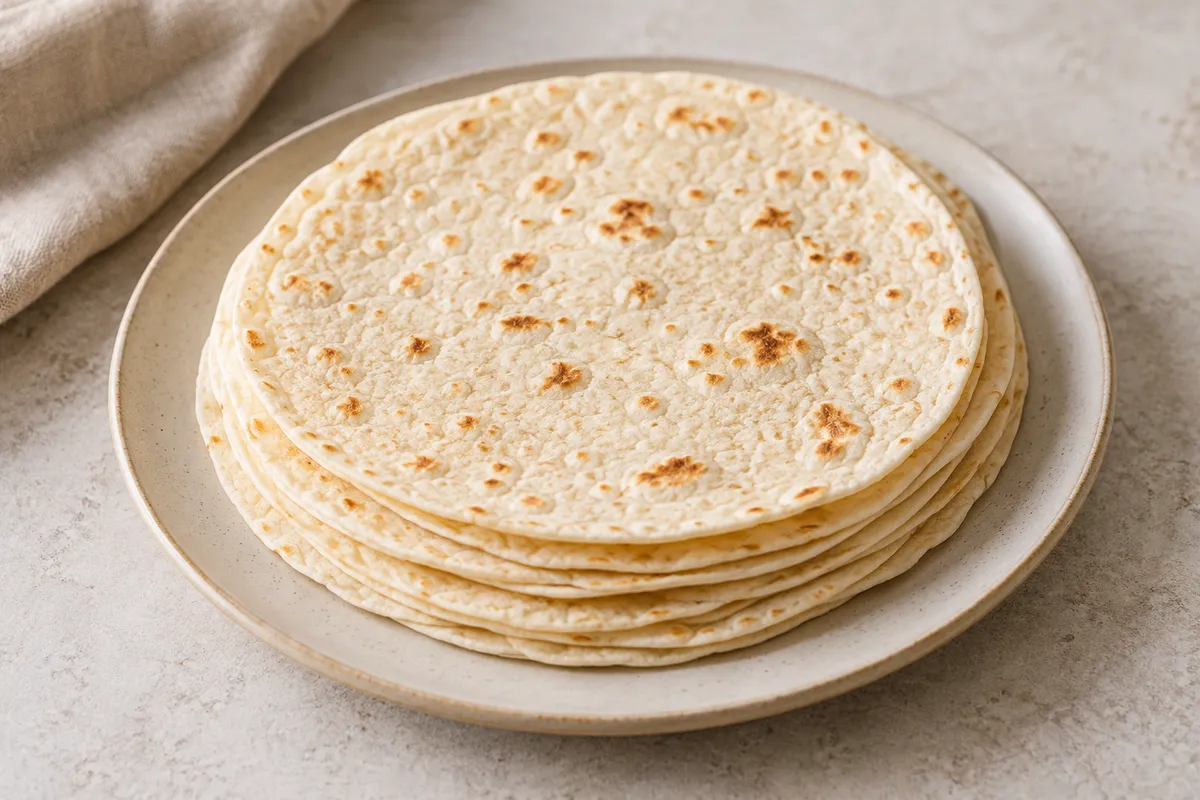 Tortilla sur un fond de lin clair.