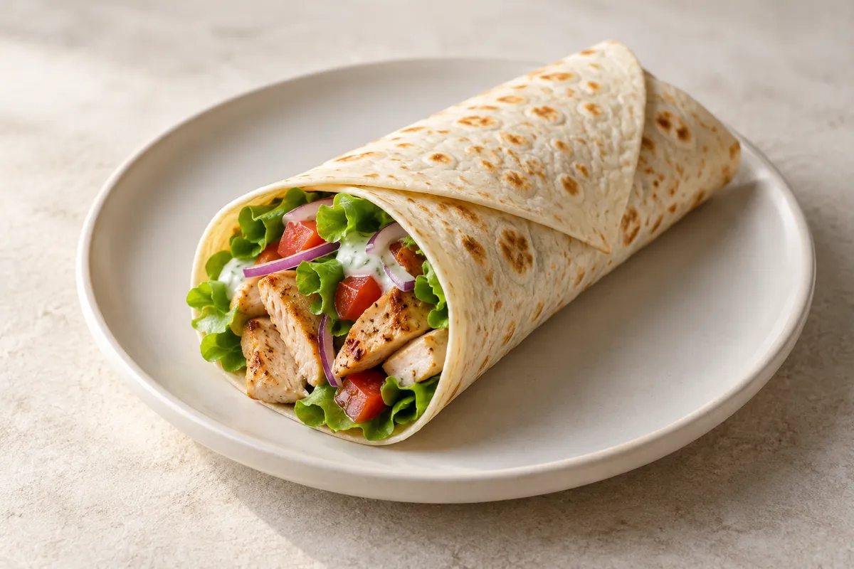 Wrap sur un fond de lin clair.